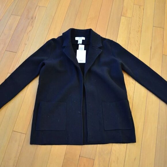 MAGASCHONI Black Open Front Jacket Cardigan Wool Blend Size S NWT Black - Picture 1 of 8
